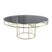 Gold round CORNELL table with mdf black top