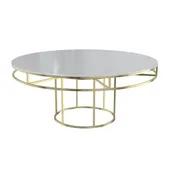 Gold round CORNELL table with mdf white top