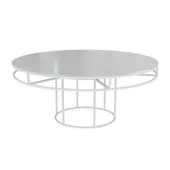 White round CORNELL table with mdf white top