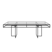 Black rectangular CORNELL table with clear glasstop