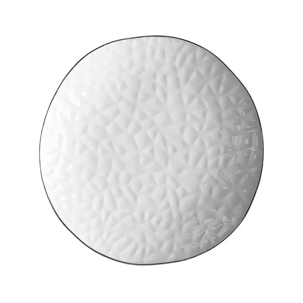 CRISP white appetizer plate with silver rim