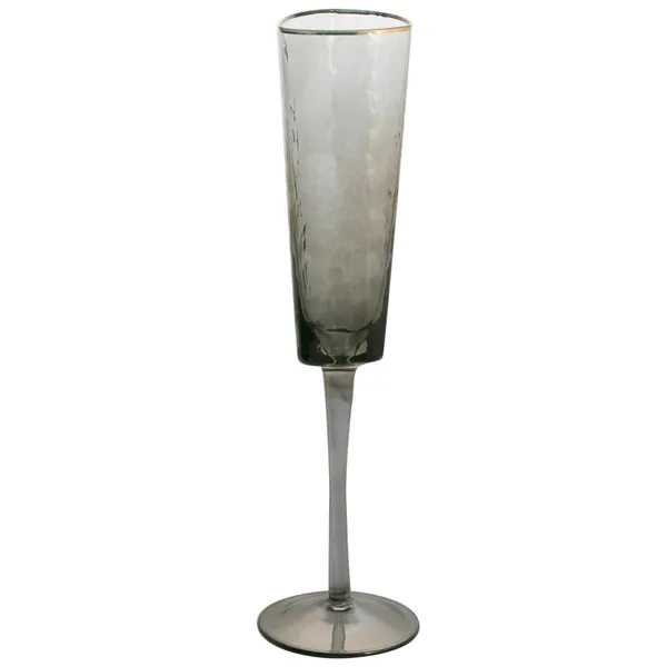 Smoke EVANS flute glass with gold rim