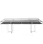 White rectangular CORNELL table with black plastic shelve and clear glass top 